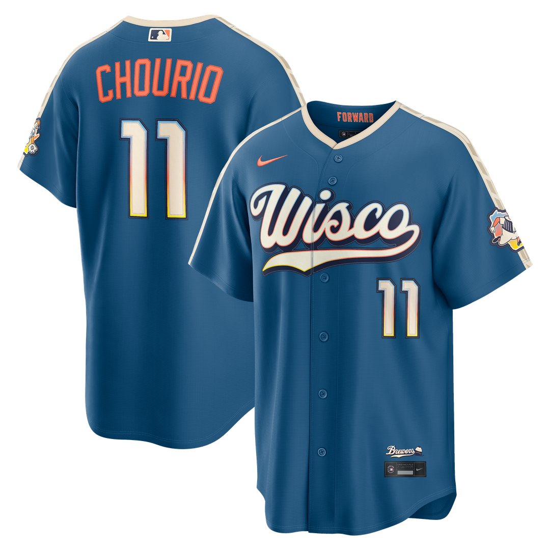 Milwaukee Brewers Nike Jackson Chourio Mineral Blue 2026 City Connect Stadium Baseball Jersey