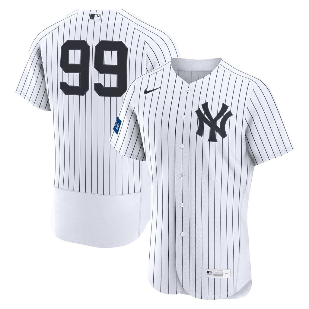 New York Yankees Nike Aaron Judge Home Authentic Sponsor Patch Baseball Jersey - White