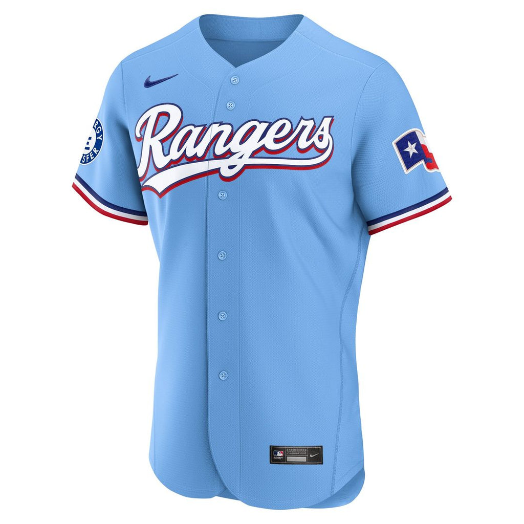 Texas Rangers Nike Alternate Sponsor Patch Authentic Baseball Jersey - Light Blue