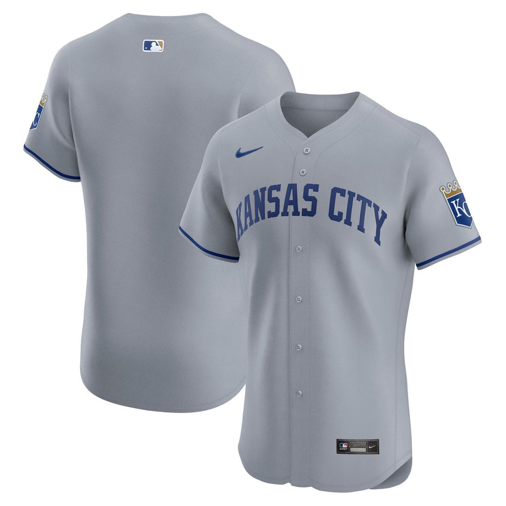 Kansas City Royals Nike Road Vapor Premier Elite Patch Baseball Jersey - Gray