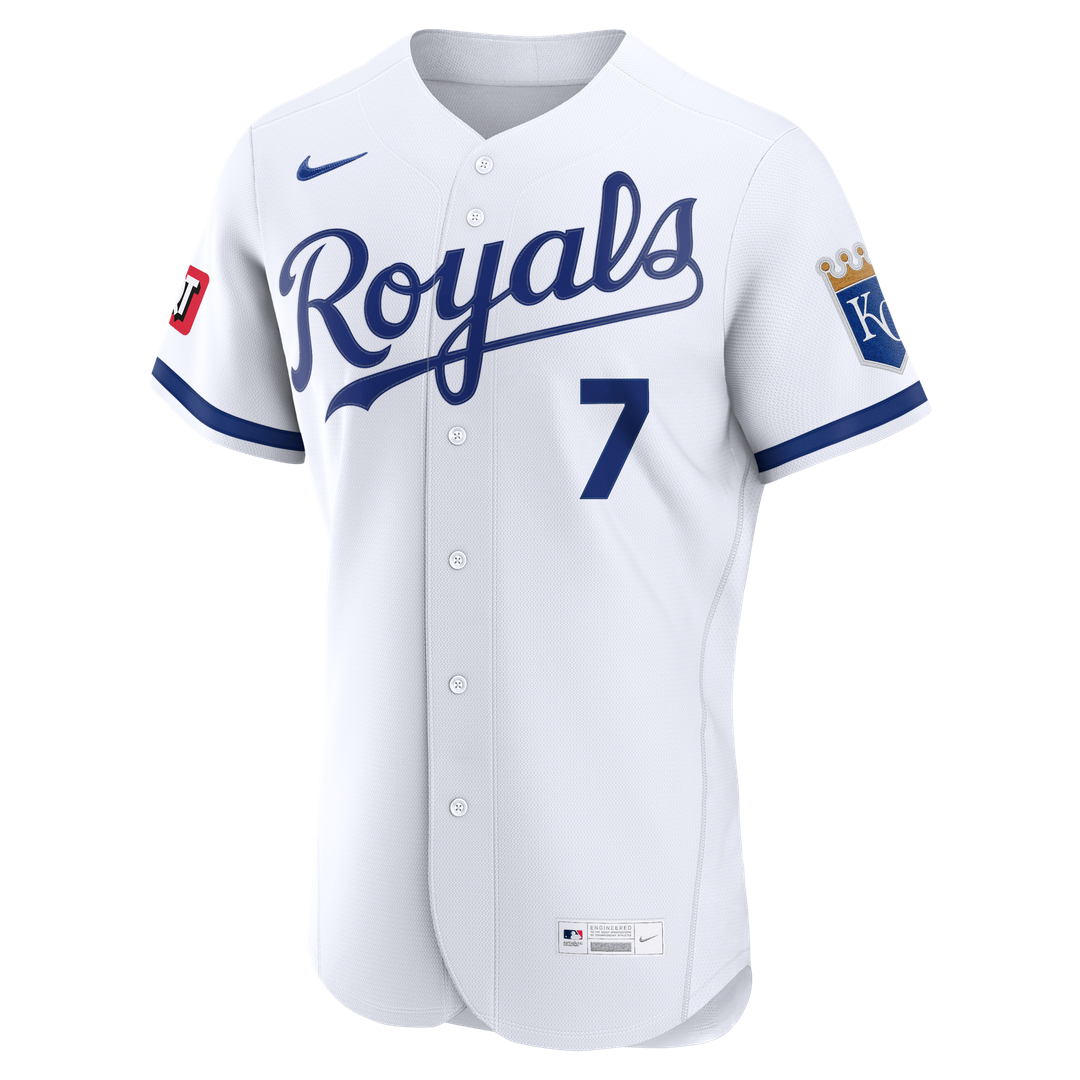 Kansas City Royals Nike Bobby Witt Jr. Home Authentic Sponsor Patch Baseball Jersey - White