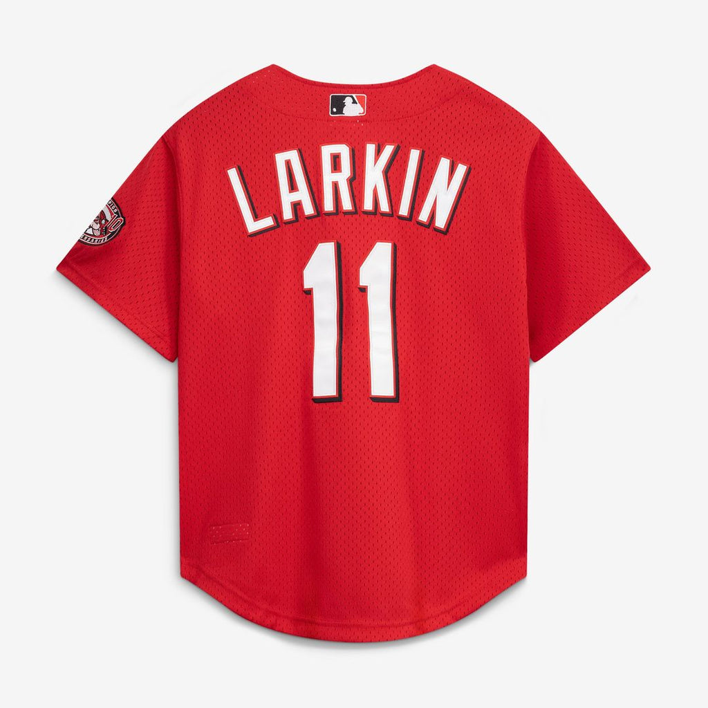 Cincinnati Reds Mitchell & Ness Barry Larkin Throwback Cooperstown Mesh Batting Practice Baseball Jersey - Red
