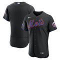 New York Mets Nike Alternate Sponsor Patch Authentic Baseball Jersey - Black