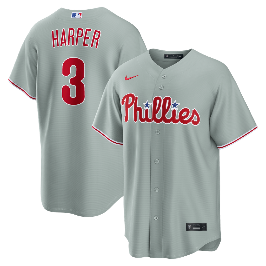 Philadelphia Phillies Nike Bryce Harper Road Replica Baseball Jersey - Gray