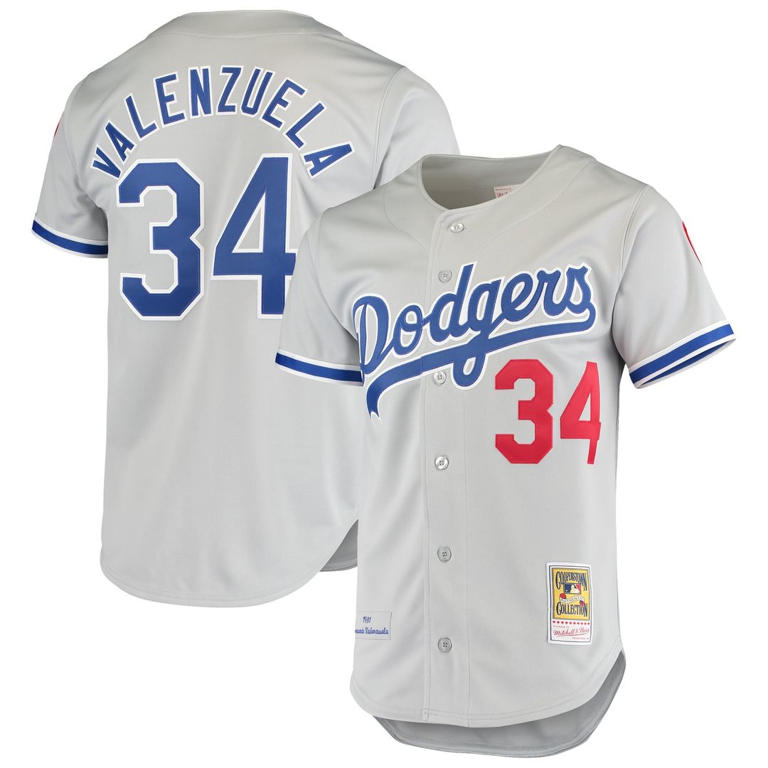 Los Angeles Dodgers Mitchell & Ness Fernando Valenzuela Authentic Baseball Jersey - Gray