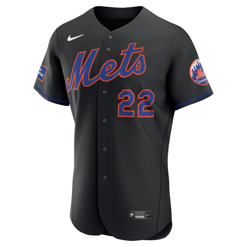 New York Mets Nike Juan Soto Alternate Authentic Sponsor Patch Baseball Jersey - Black