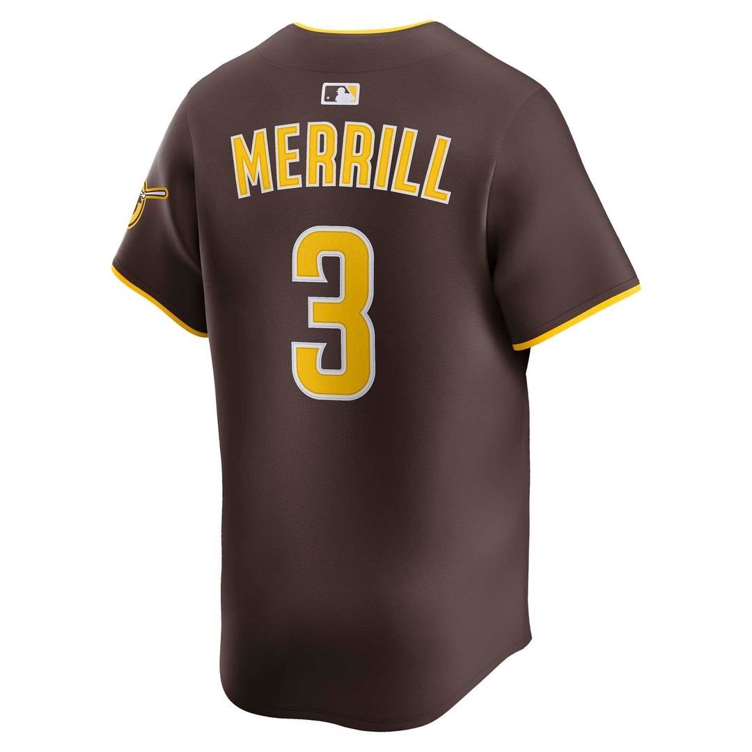 San Diego Padres Nike Jackson Merrill Road Limited Baseball Jersey - Brown
