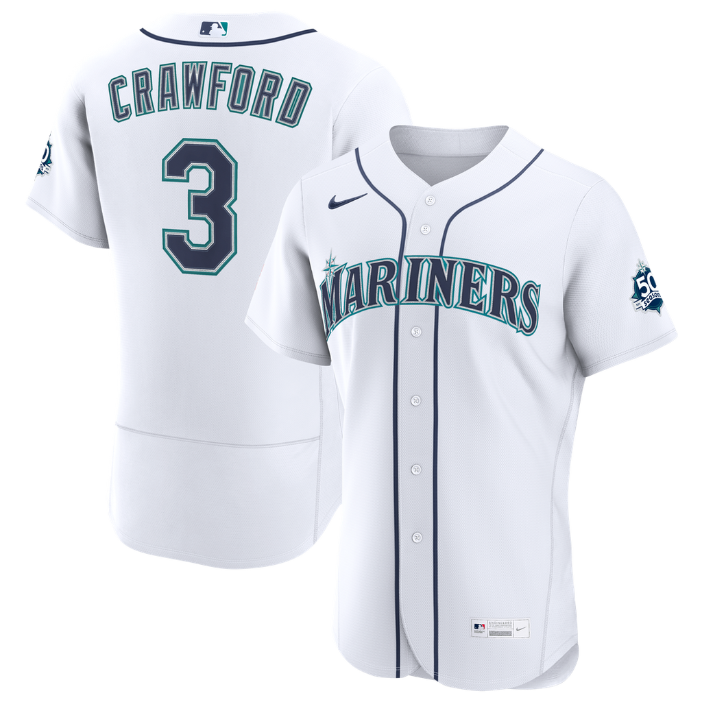 Seattle Mariners Nike J.P. Crawford Home 50th Season Authentic Baseball Jersey - White