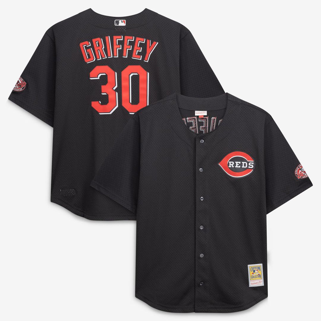 Cincinnati Reds Mitchell & Ness Ken Griffey Jr. Big & Tall Cooperstown Mesh Batting Practice Baseball Jersey - Black