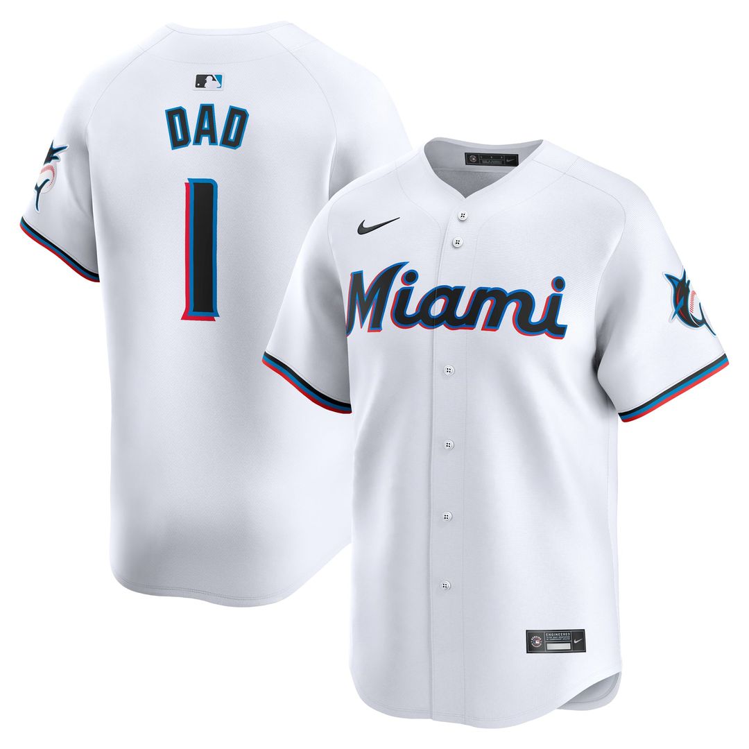 Miami Marlins Nike #1 Dad Home Limited Baseball Jersey - White
