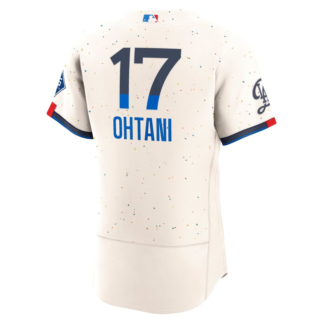 Los Angeles Dodgers Nike Shohei Ohtani City Connect Authentic Sponsor Patch Baseball Jersey - Cream