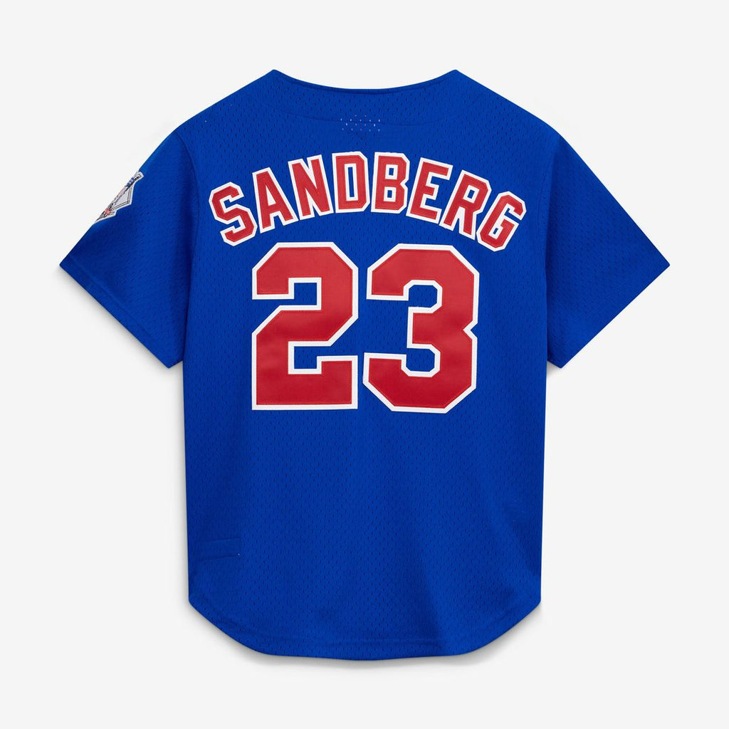 Chicago Cubs Mitchell & Ness Ryne Sandberg Cooperstown Collection 1997 Mesh Batting Practice Button-Up Baseball Jersey - Royal