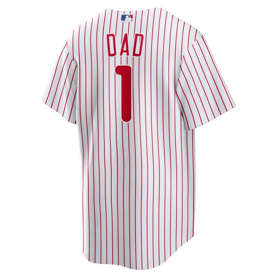 Philadelphia Phillies Nike #1 Dad Home Replica Baseball Jersey - White