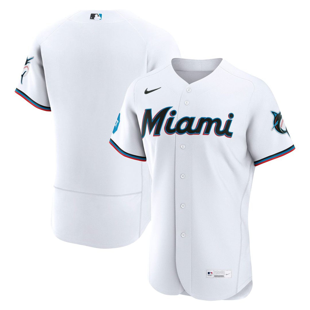 Miami Marlins Nike Home Sponsor Patch Authentic Baseball Jersey - White