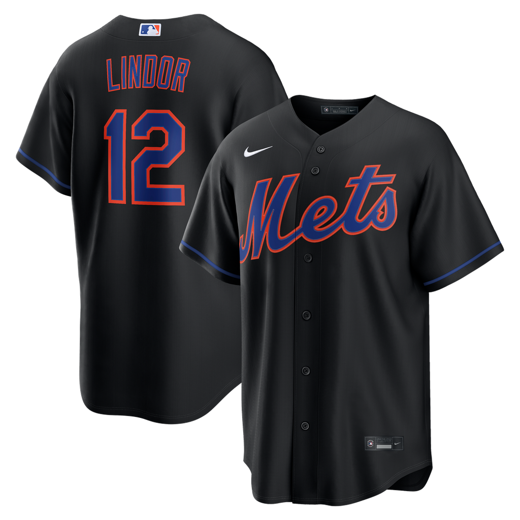 New York Mets Nike Francisco Lindor Alternate Replica Baseball Jersey - Black