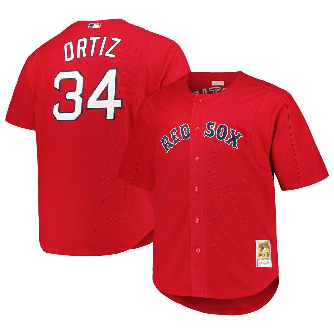 Boston Red Sox Mitchell & Ness David Ortiz Big & Tall Cooperstown Collection Mesh Batting Practice Baseball Jersey - Kelly Green