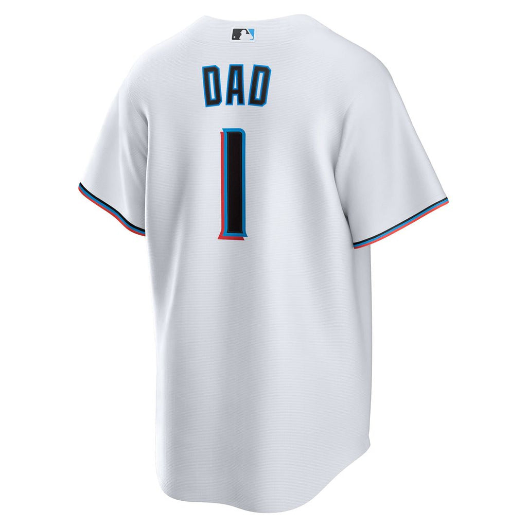 Miami Marlins Nike #1 Dad Home Replica Baseball Jersey - White