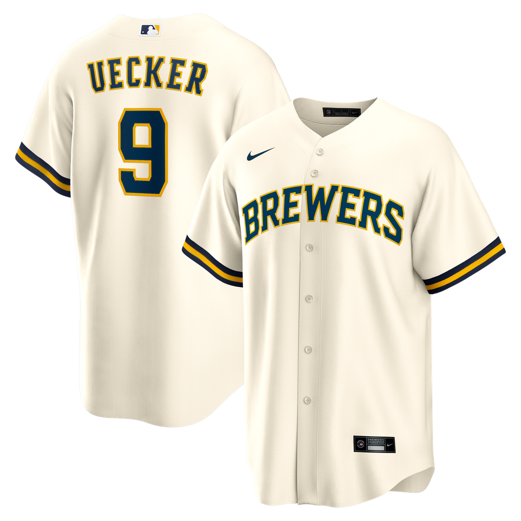 Milwaukee Brewers Nike Bob Uecker Home Retired Player Replica Baseball Jersey - Cream