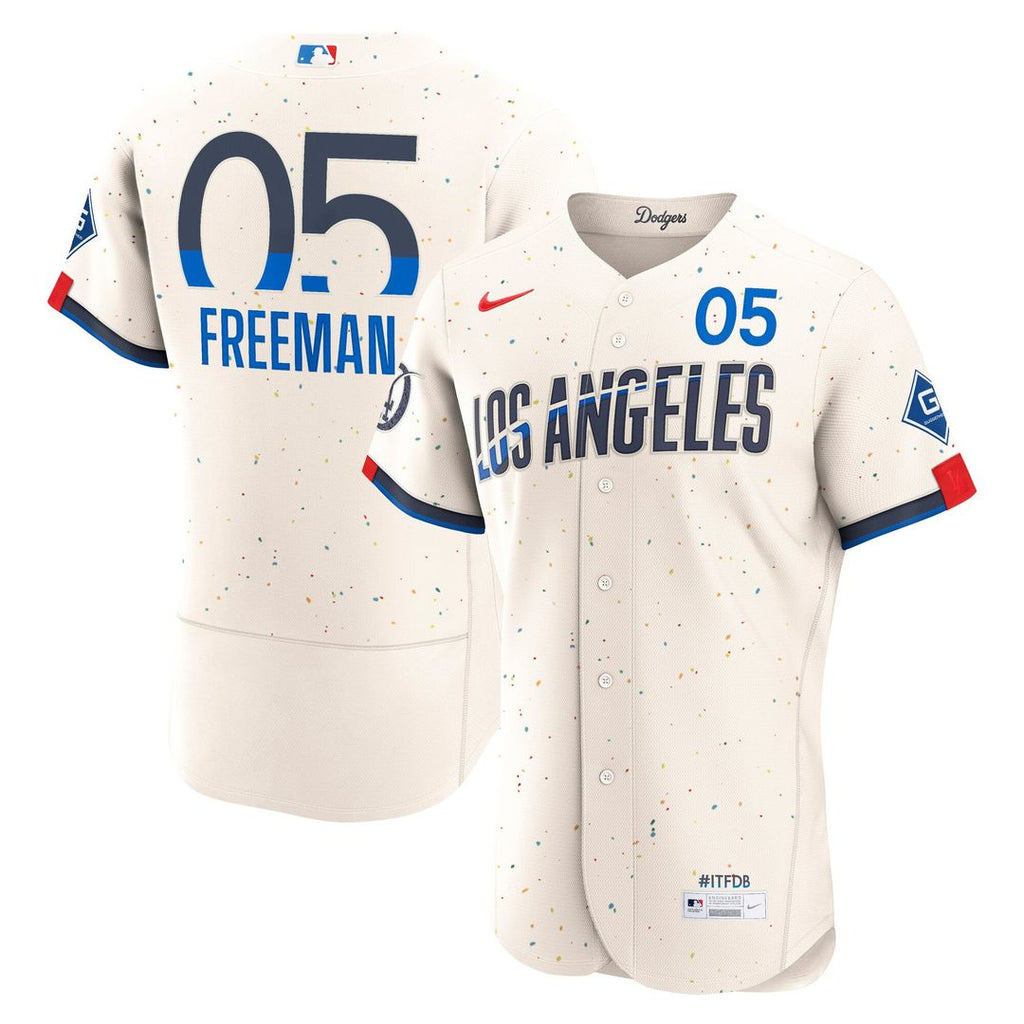 Los Angeles Dodgers Nike Freddie Freeman City Connect Authentic Sponsor Patch Baseball Jersey - Cream