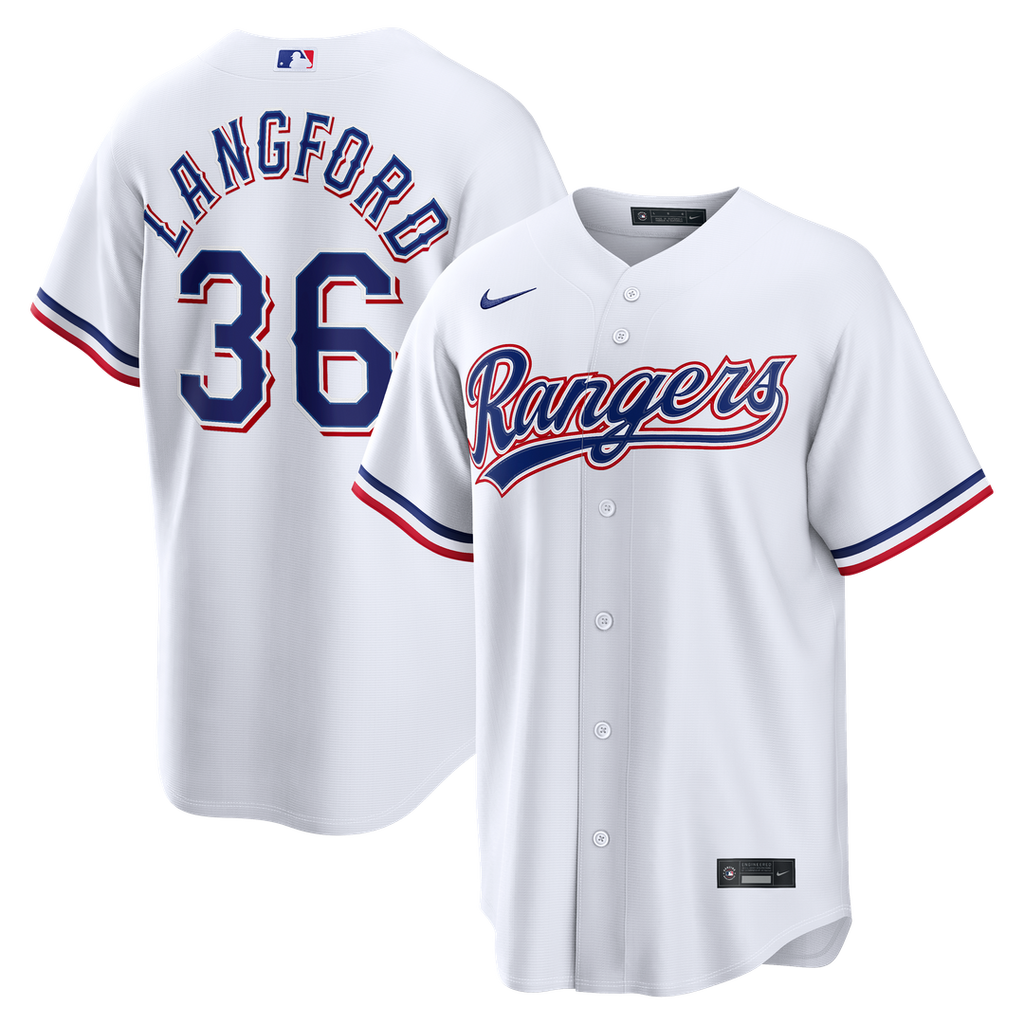 Texas Rangers Nike Wyatt Langford Home Replica Baseball Jersey - White