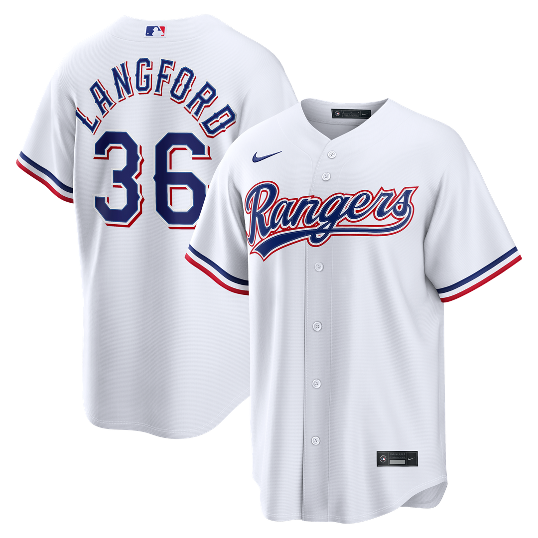 Texas Rangers Nike Wyatt Langford Home Replica Baseball Jersey - White