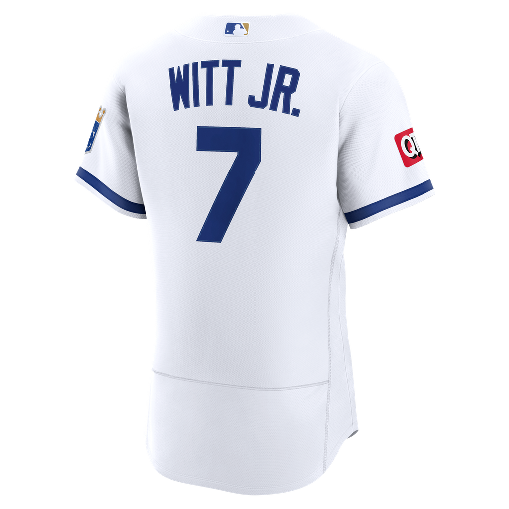 Kansas City Royals Nike Bobby Witt Jr. Home Authentic Sponsor Patch Baseball Jersey - White