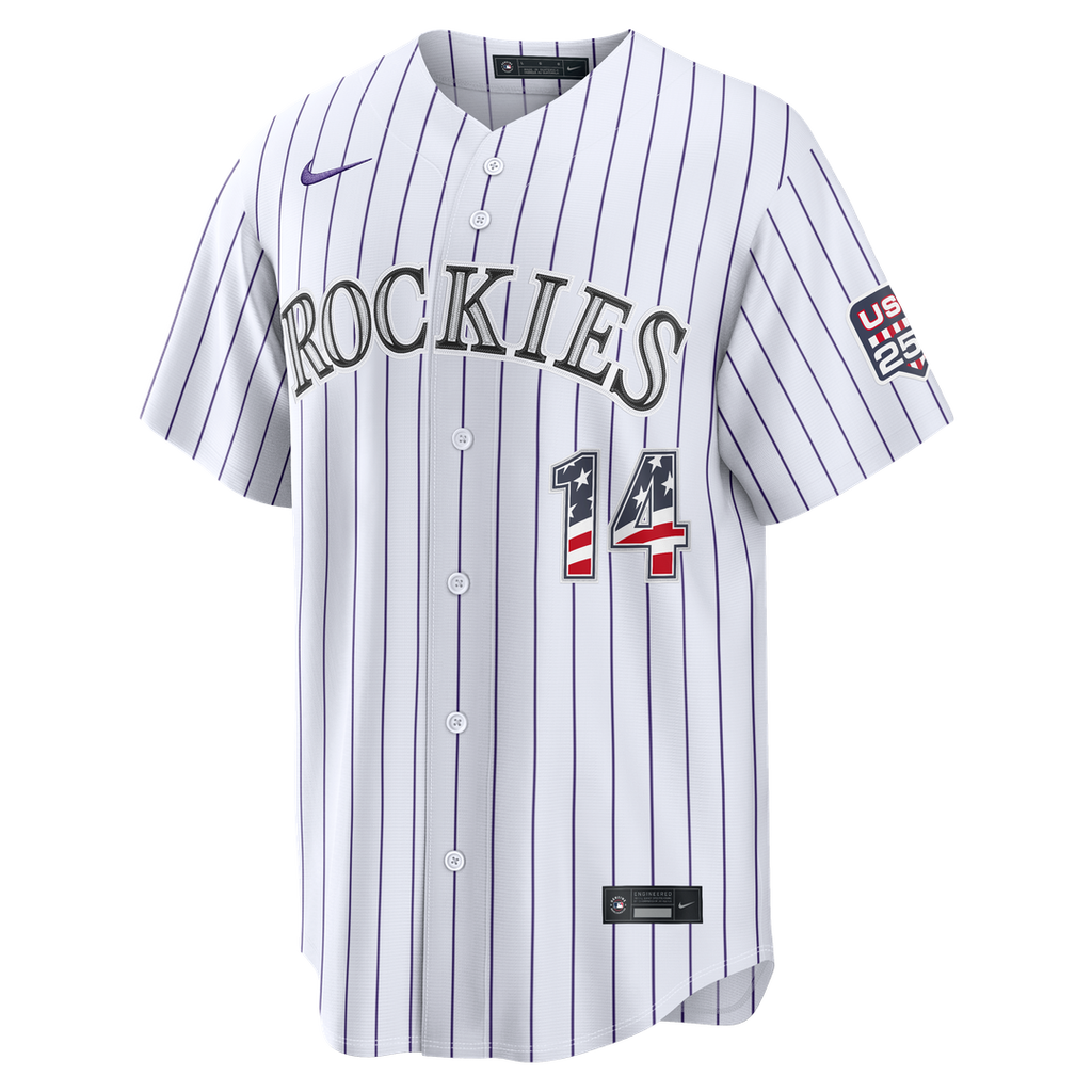 Colorado Rockies Nike Fourth of July Ezequiel Tovar USA 250 Stadium Baseball Jersey - White