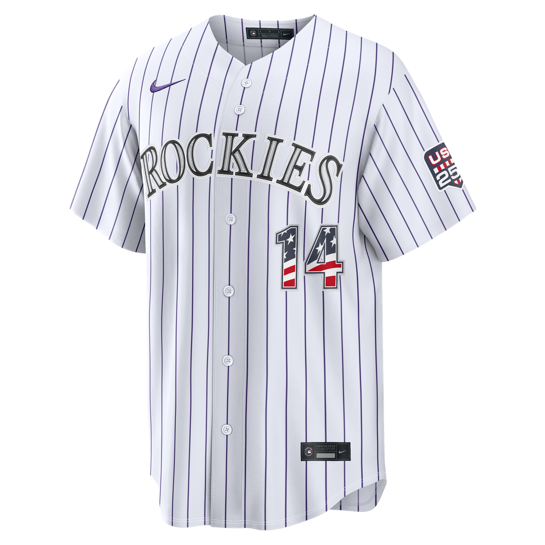 Colorado Rockies Nike Fourth of July Ezequiel Tovar USA 250 Stadium Baseball Jersey - White