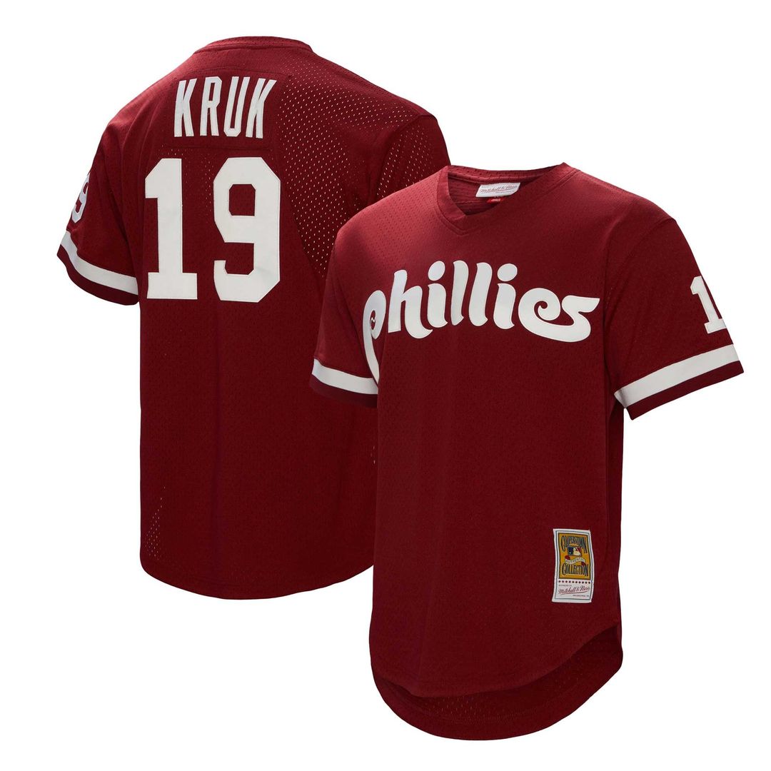 Philadelphia Phillies Mitchell & Ness John Kruk Burgundy Big & Tall Cooperstown Collection Mesh Batting Practice Baseball Jersey