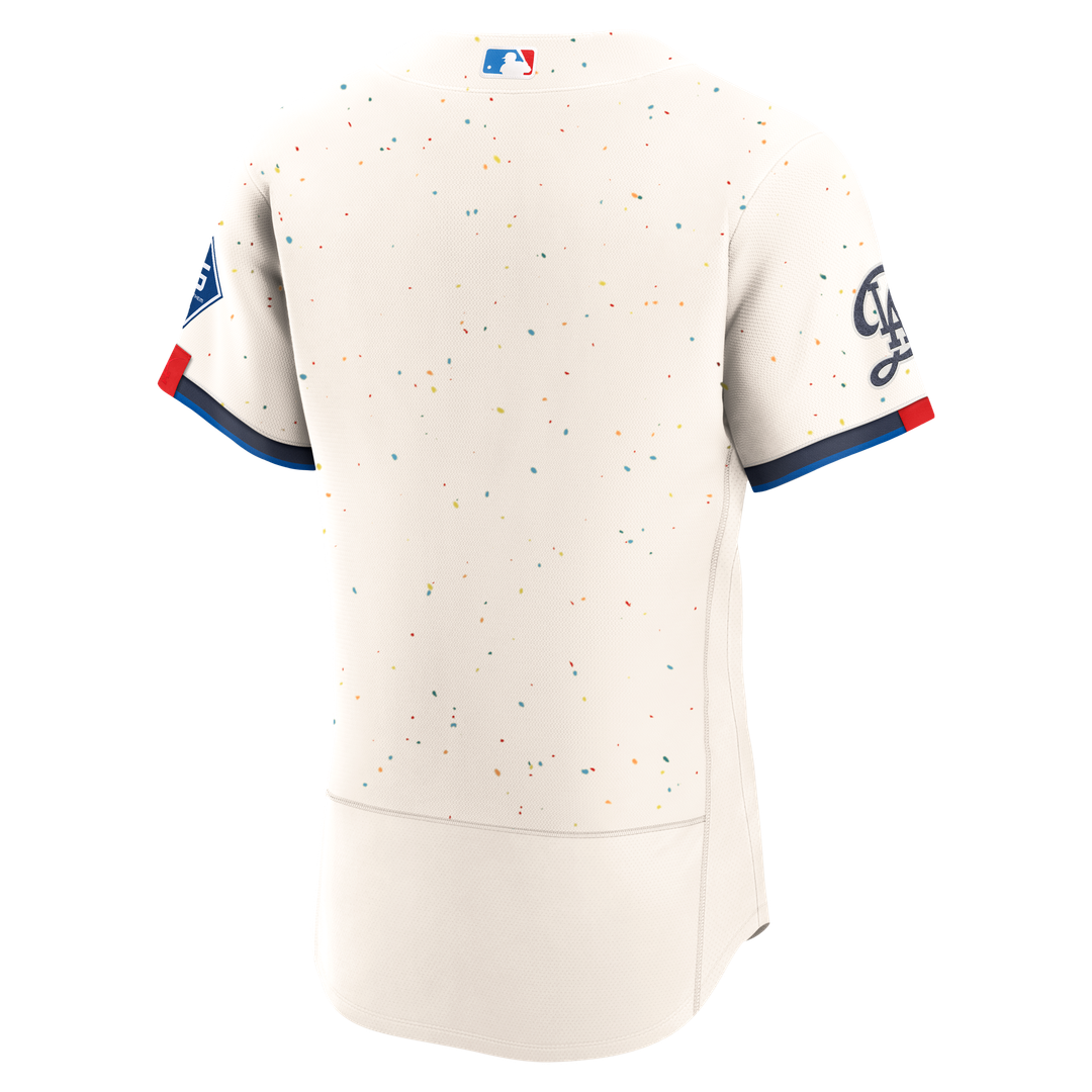 Los Angeles Dodgers Nike City Connect Authentic Sponsor Patch Baseball Jersey - Cream