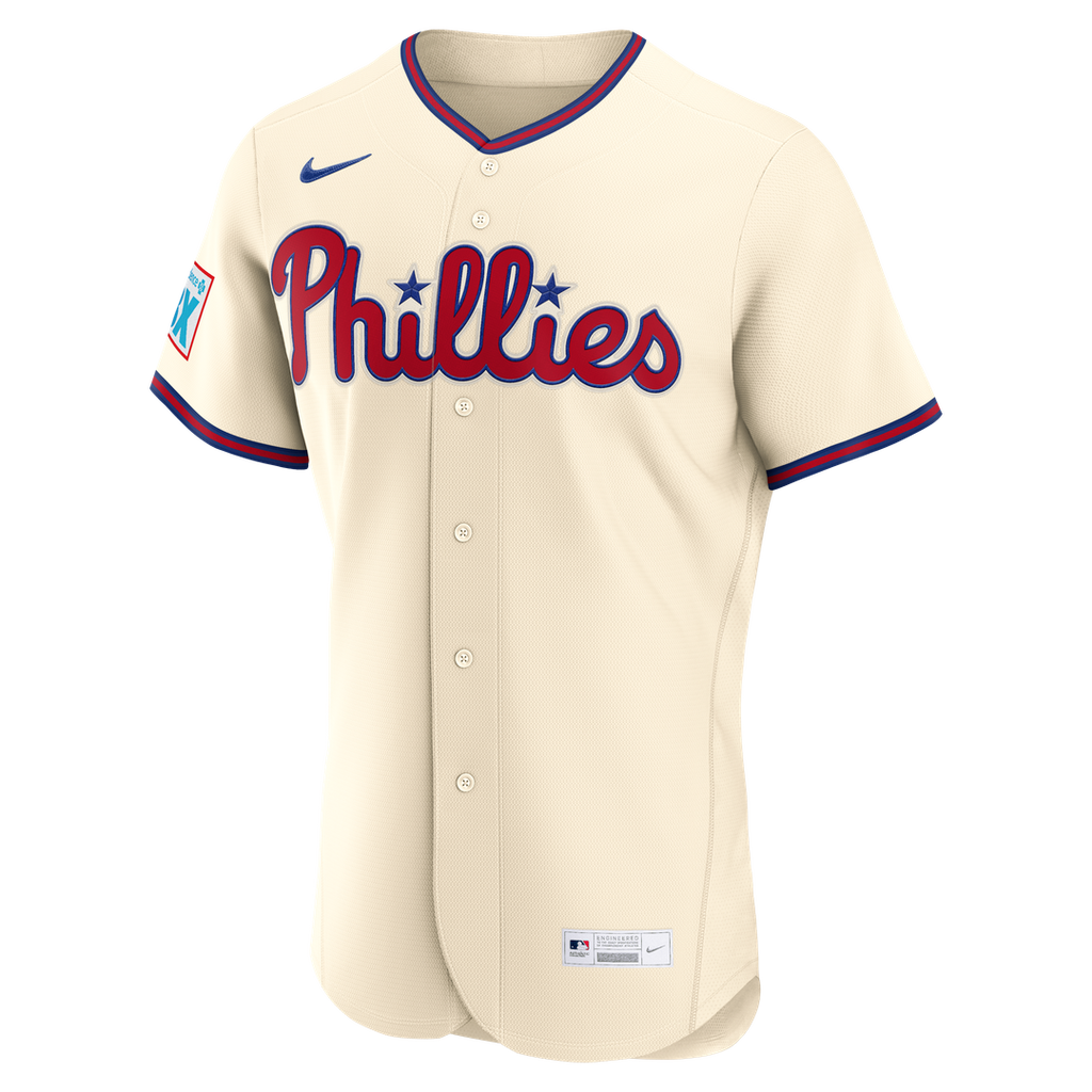 Philadelphia Phillies Nike Bryce Harper Alternate Authentic Sponsor Patch Baseball Jersey - Cream