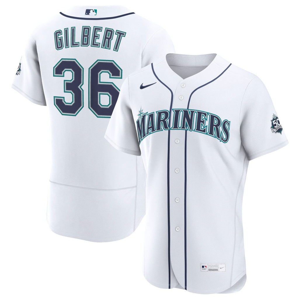 Seattle Mariners Nike Logan Gilbert Home 50th Season Authentic Baseball Jersey - White