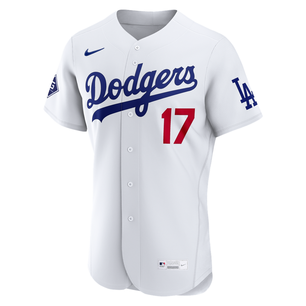 Los Angeles Dodgers Nike Shohei Ohtani Home Authentic Sponsor Patch Baseball Jersey - White