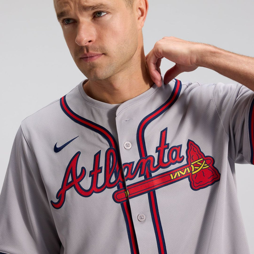 Atlanta Braves Nike Ozzie Albies Road Limited Baseball Jersey - Gray