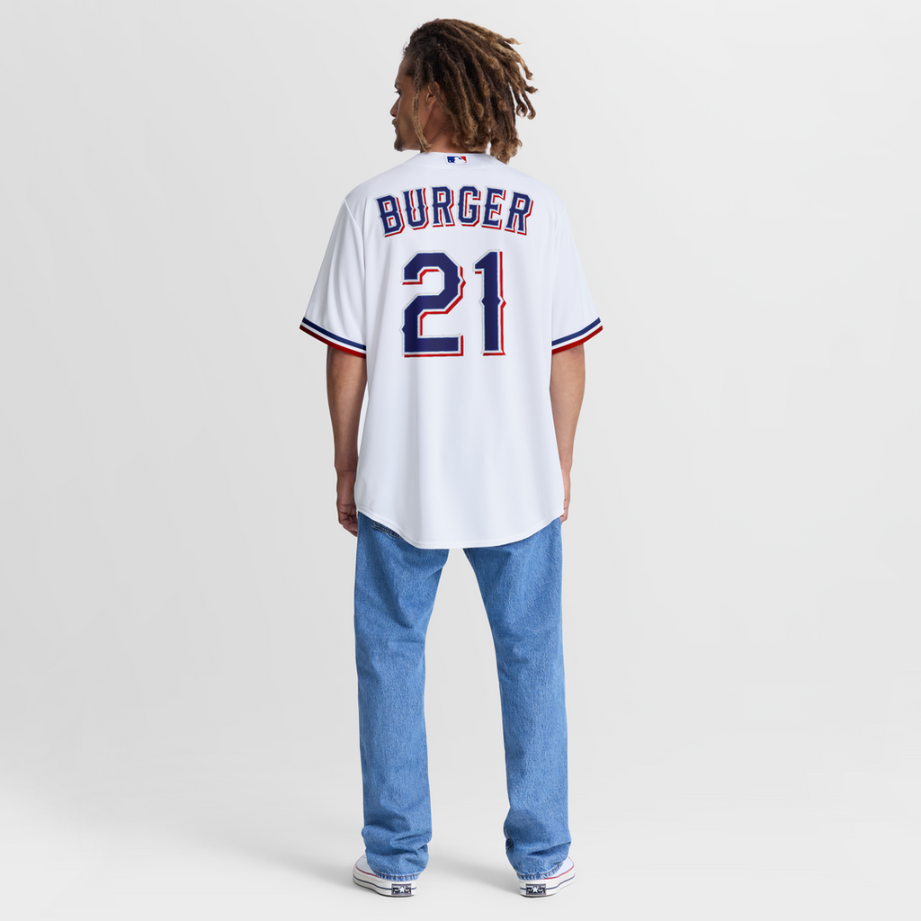 Texas Rangers Nike Jake Burger Home Replica Baseball Jersey - White