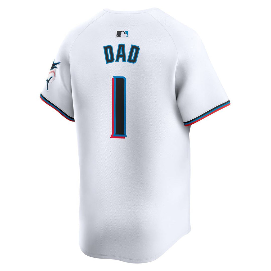 Miami Marlins Nike #1 Dad Home Limited Baseball Jersey - White
