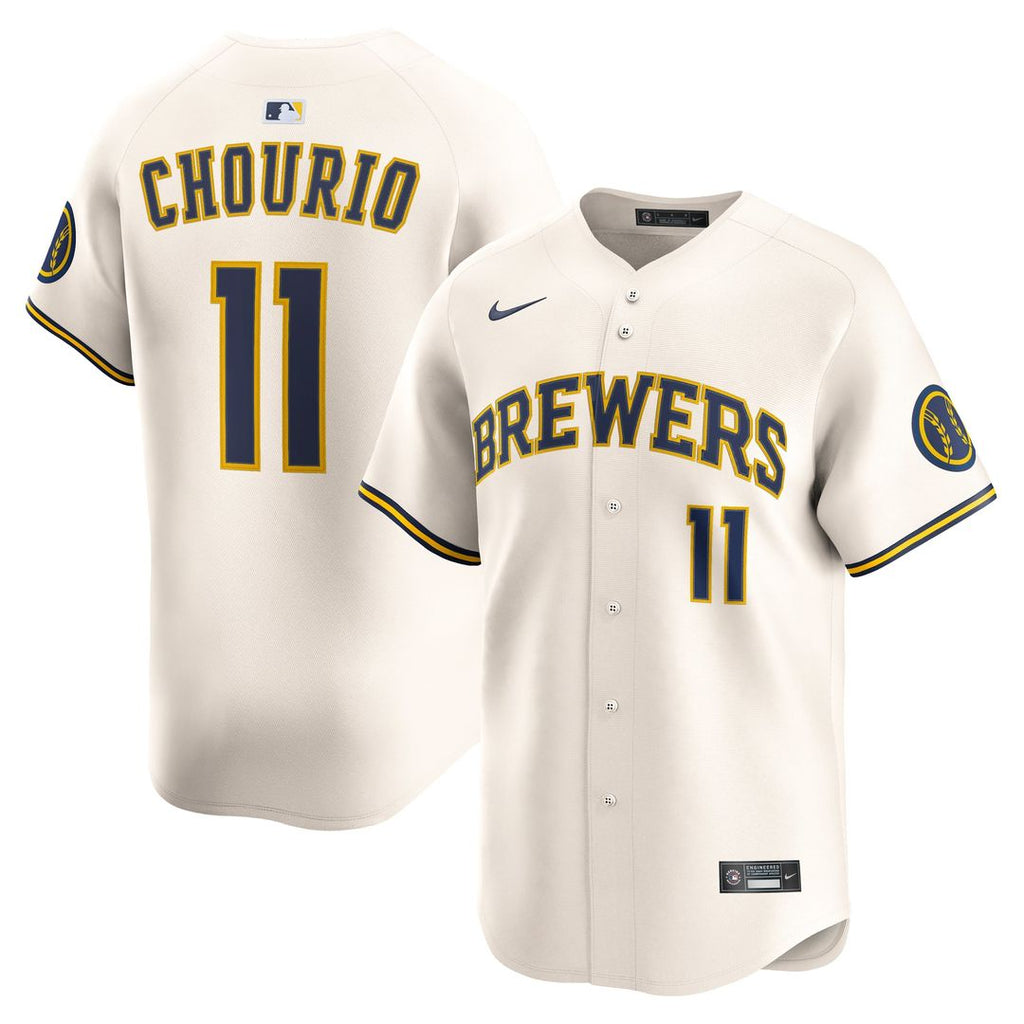 Milwaukee Brewers Nike Jackson Chourio Home Limited Baseball Jersey - Cream