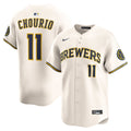 Milwaukee Brewers Nike Jackson Chourio Home Limited Baseball Jersey - Cream