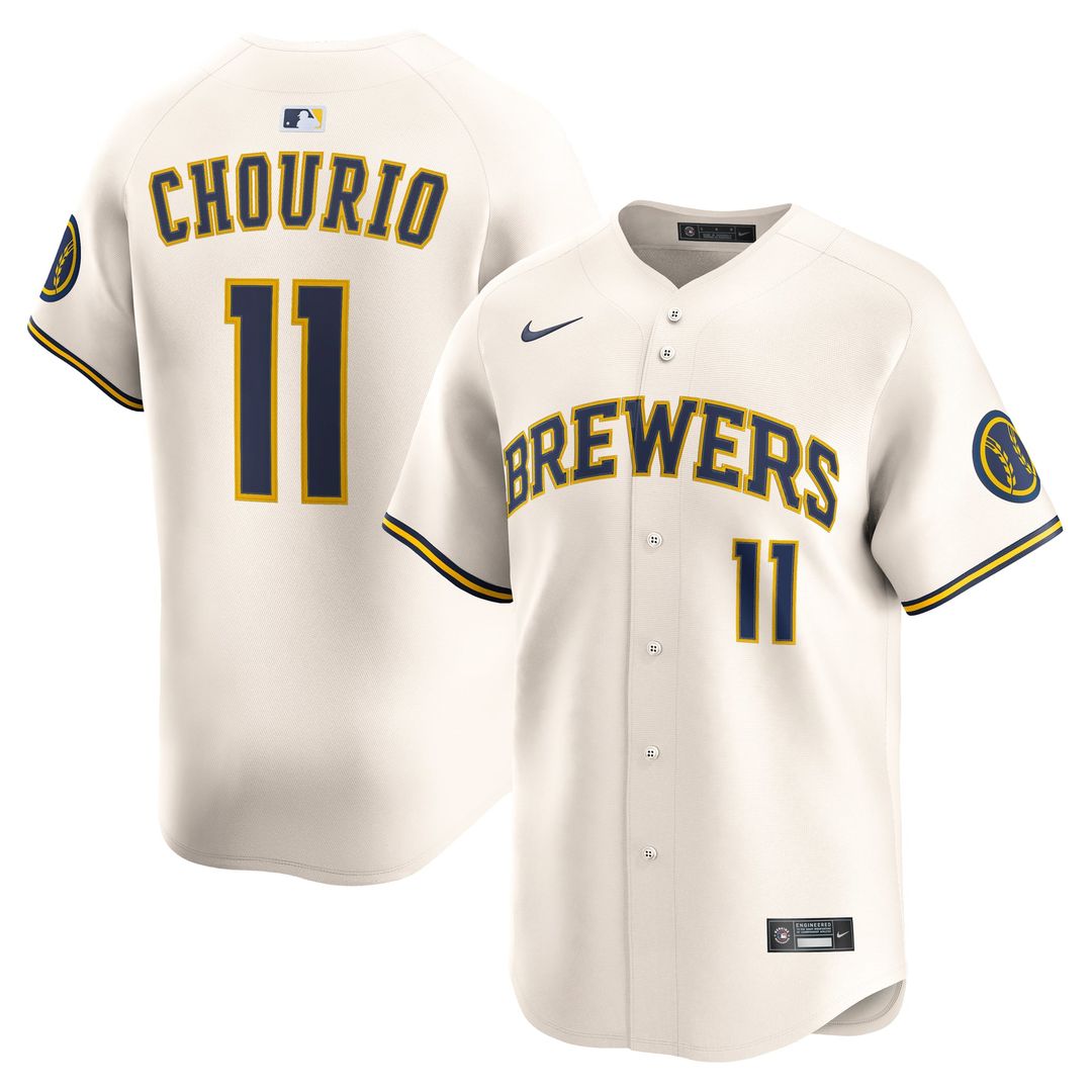 Milwaukee Brewers Nike Jackson Chourio Home Limited Baseball Jersey - Cream