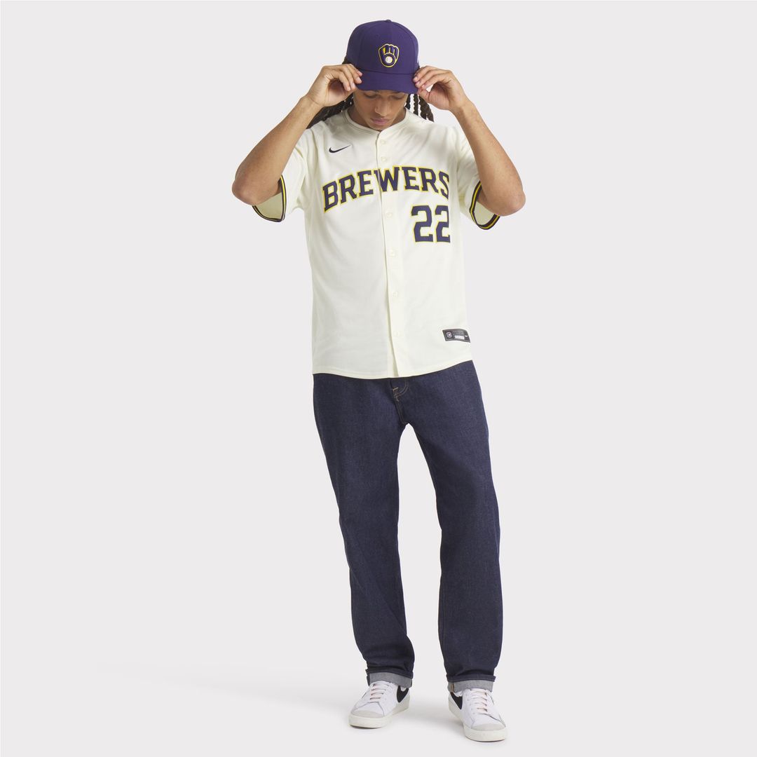 Milwaukee Brewers Nike Christian Yelich Home Limited Baseball Jersey - Cream