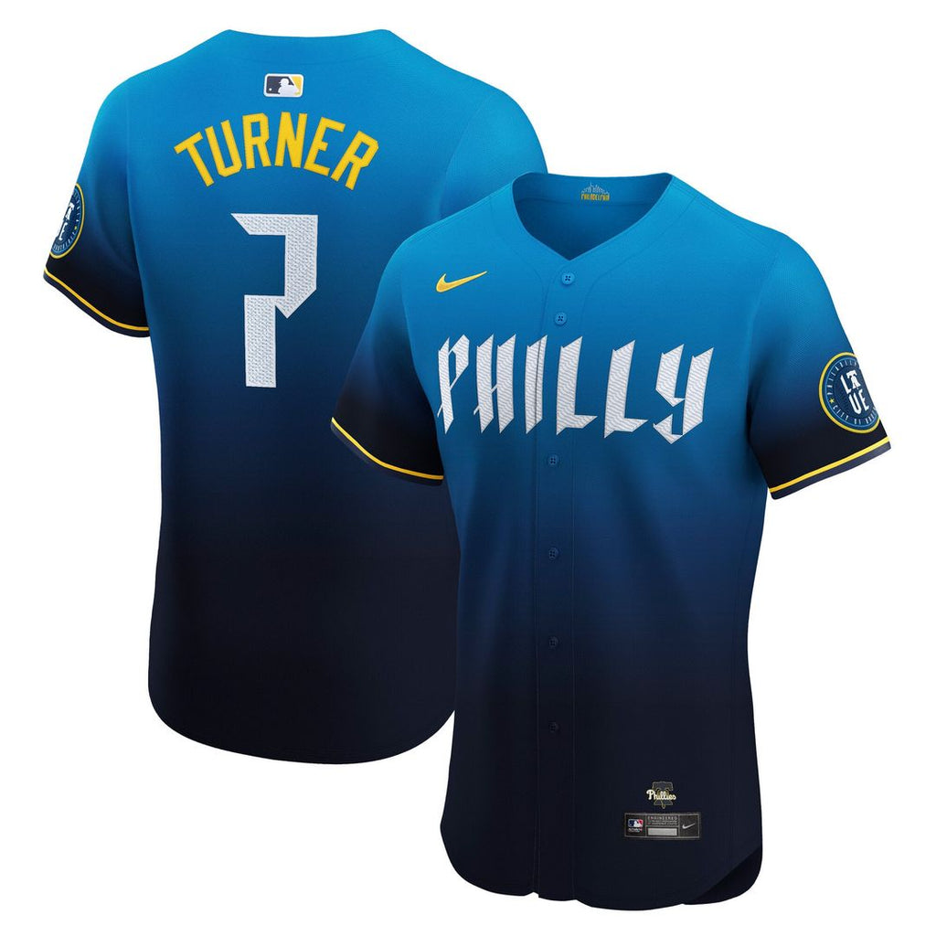 Philadelphia Phillies Nike Trea Turner City Connect Elite Baseball Jersey - Navy