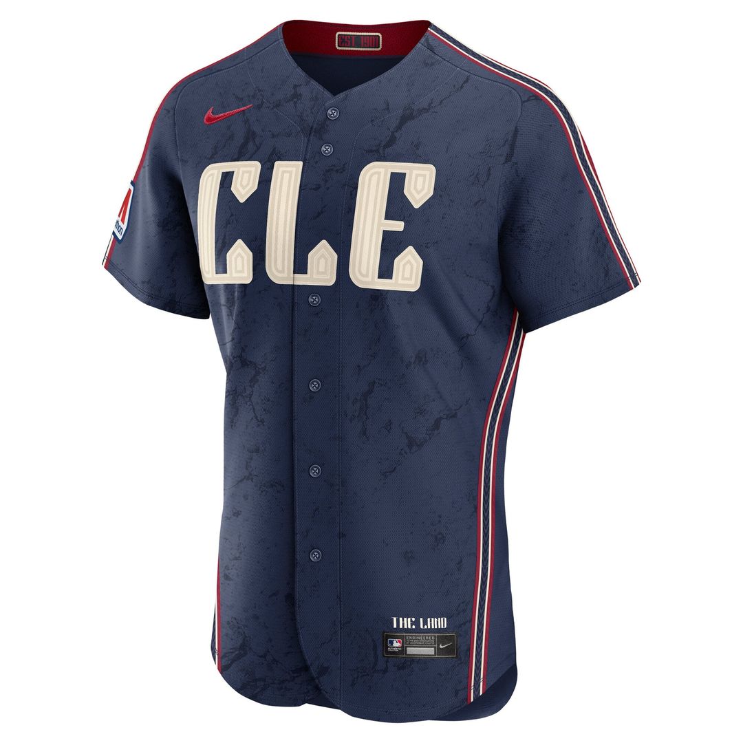 Cleveland Guardians Nike City Connect Authentic Sponsor Patch Baseball Jersey - Navy