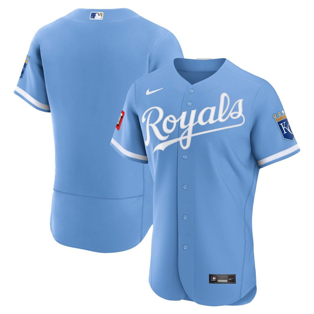 Kansas City Royals Nike Alternate Sponsor Patch Authentic Baseball Jersey - Light Blue