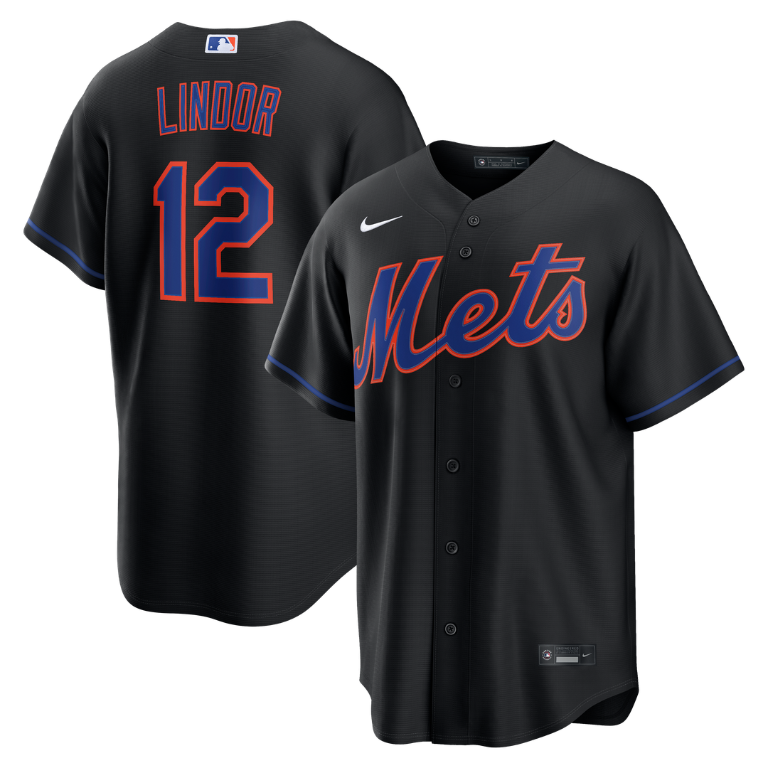 New York Mets Nike Francisco Lindor Alternate Replica Baseball Jersey - Black