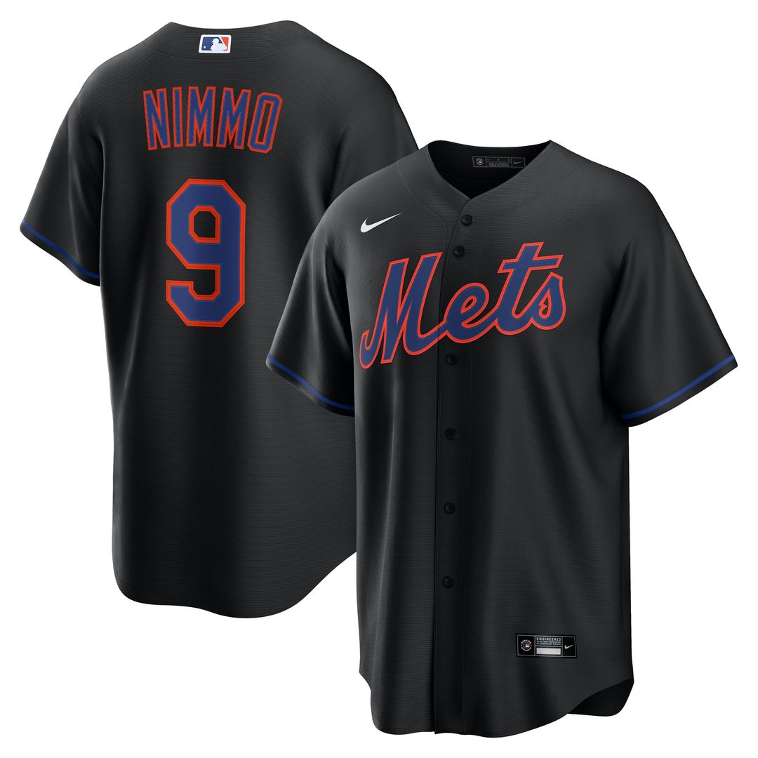 New York Mets Nike Brandon Nimmo Alternate Replica Baseball Jersey - Black