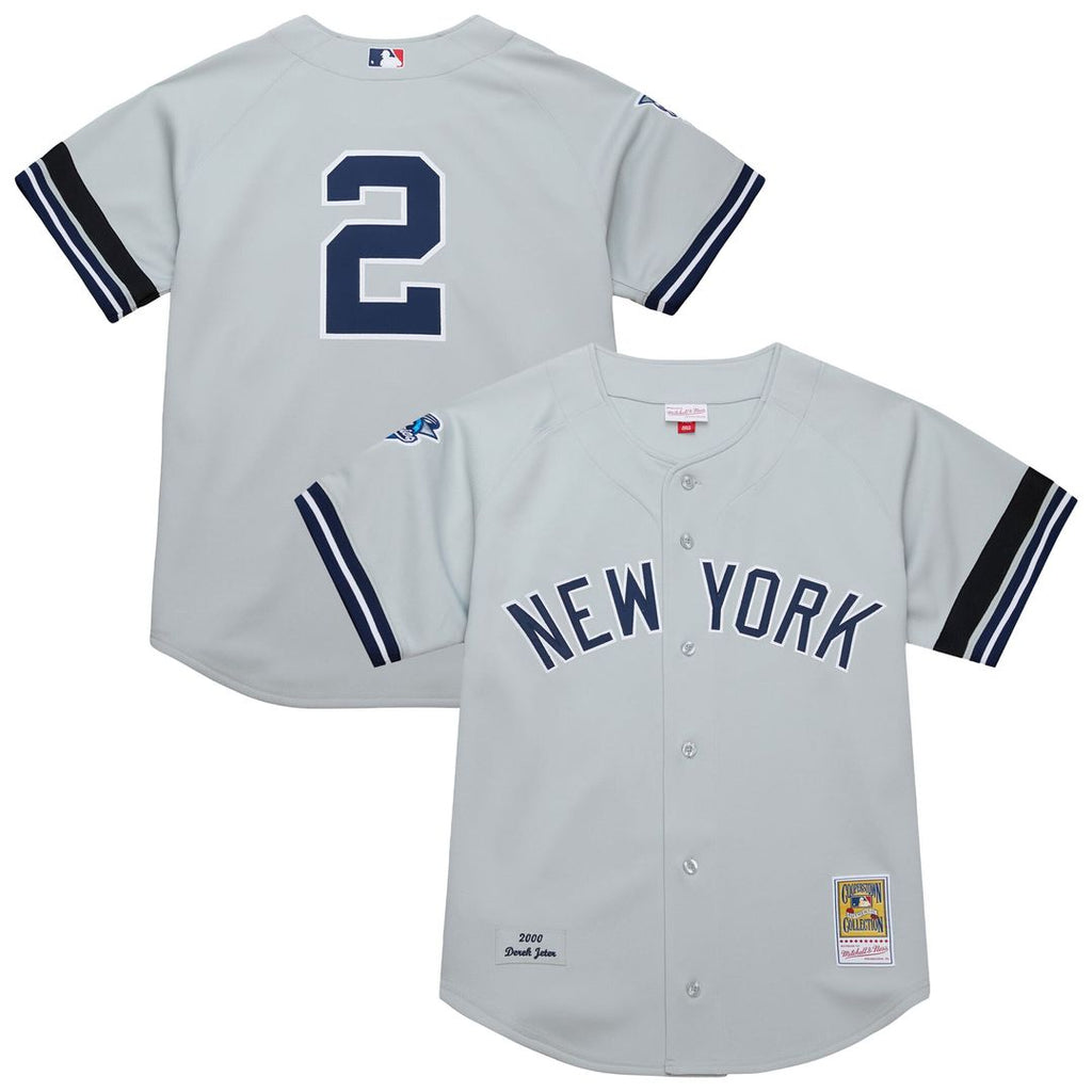 New York Yankees Mitchell & Ness Derek Jeter Cooperstown Collection 2000 World Series Authentic Baseball Jersey - Gray