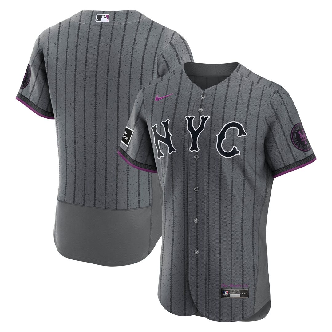 New York Mets Nike City Connect Authentic Sponsor Patch Baseball Jersey - Gray