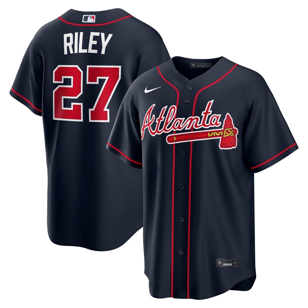 Atlanta Braves Nike Austin Riley Alternate Replica Baseball Jersey - Navy