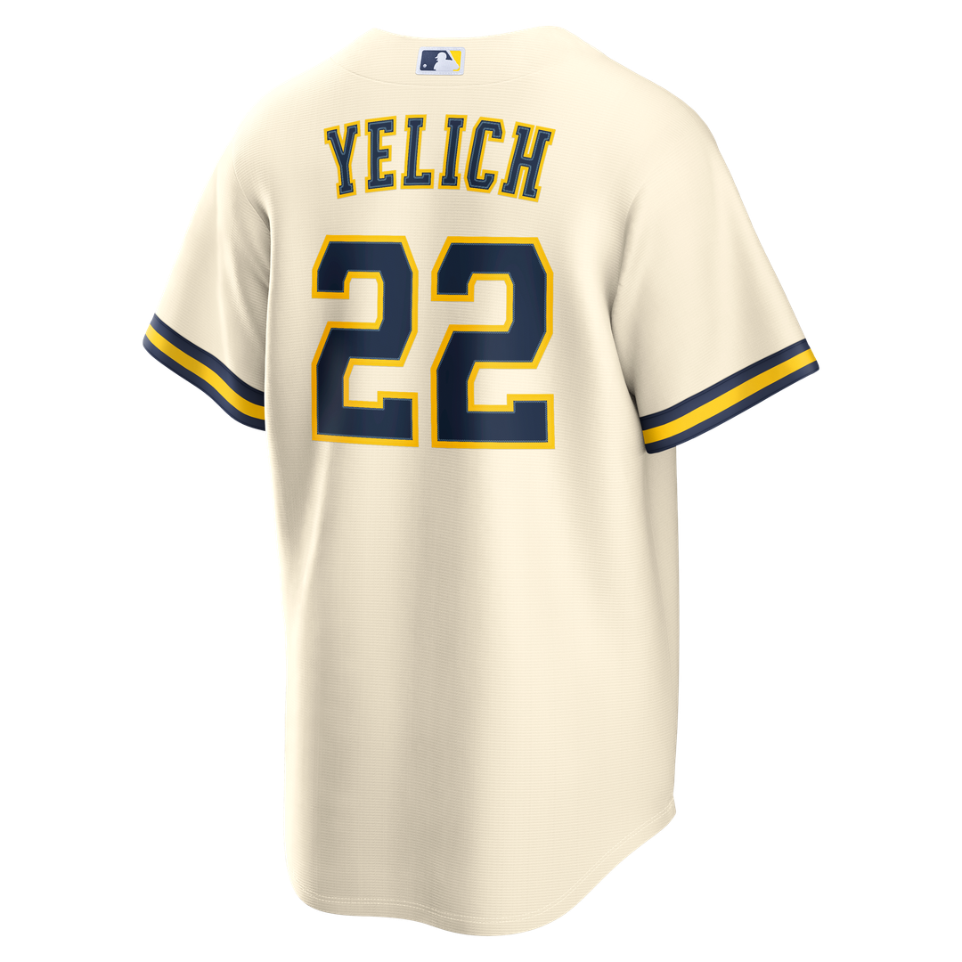 Milwaukee Brewers Nike Christian Yelich Home Replica Baseball Jersey - Cream