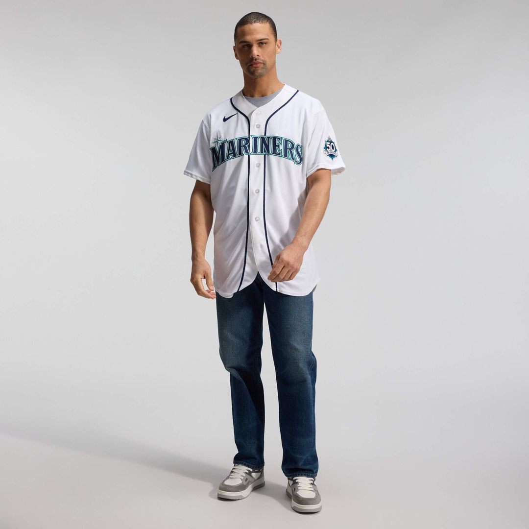 Seattle Mariners Nike 50th Anniversary Patch Home Authentic Baseball Jersey - White